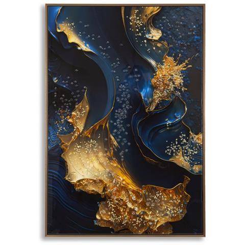Stampa Su Tela Andromeda B Effetto Marmo Blu E Oro, 60x90 Cm - Foto 1