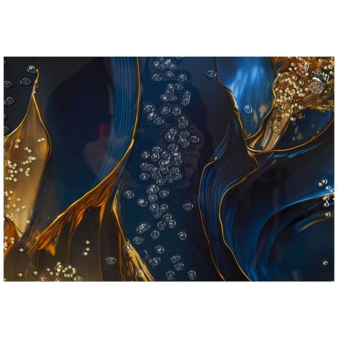 Stampa Su Tela Andromeda B Effetto Marmo Blu E Oro, 60x90 Cm - Foto 2