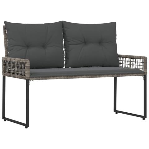 Panchina da esterno Grigio 118 x 55 x 82 cm Rattan PE e Tessuto - Foto 1