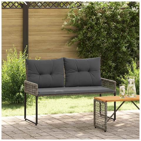 Panchina da esterno Grigio 118 x 55 x 82 cm Rattan PE e Tessuto - Foto 2