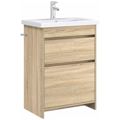Mobiletto da Bagno Sotto Lavabo Rovere Sonoma 56 x 37,5 x 81 cm - Foto 2
