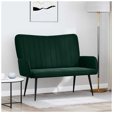 Sofa a Due Posti Verde Scuro 115 x 61 x 87 cm Velluto - Foto 2