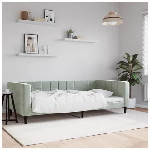 Letto da Giorno Grigio Chiaro 100x190 cm in Velluto - Foto 2