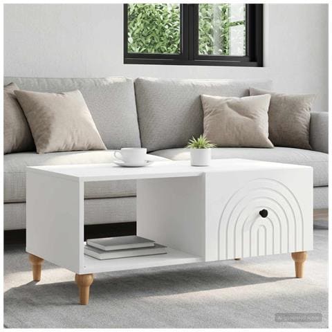 Tavolino da salotto Bianco 90 x 50 x 40 cm Legno ingegnerizzato - Foto 2