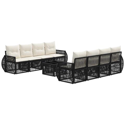 Set Divano da Giardino 9 pz Nero polyrattan - Foto 1