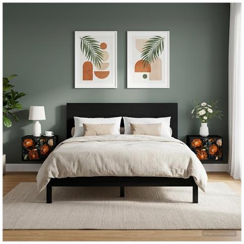 Mobiletto da comodino a parete LOCHEM 2 pz Rovere Nero - Foto 2