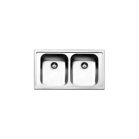 Serie Linear Lavello da Incasso 2 Vasche Dimensioni 86 x 50 Colore Inox - Foto 1