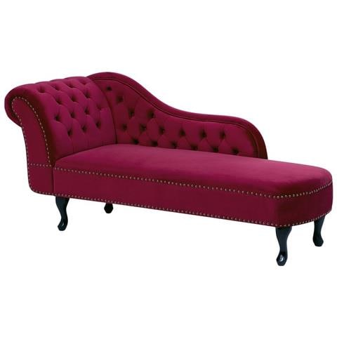 Chaise Longue Sinistra In Velluto Bordeaux Nimes - Foto 1