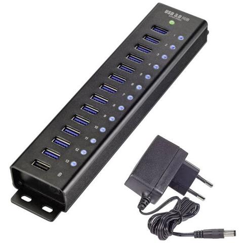 Hub Usb 3.0 13+1 Portecontenitore In Alluminio, Per Montaggio A Parete, Con Porta Di Ricarica Rapida - Foto 1