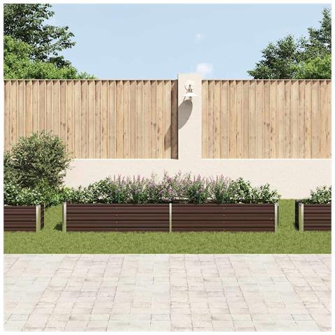 Fioriera Per Giardino In Acciaio Zincato 320x40x45 Cm Marrone - Foto 2