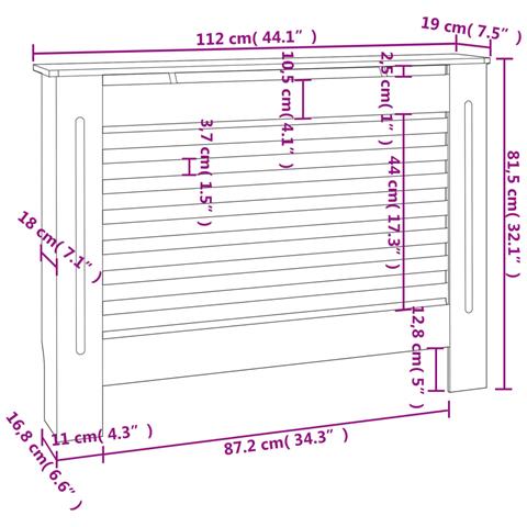 Copertura per Radiatore Nera 112x19x81,5 cm in MDF - Foto 2