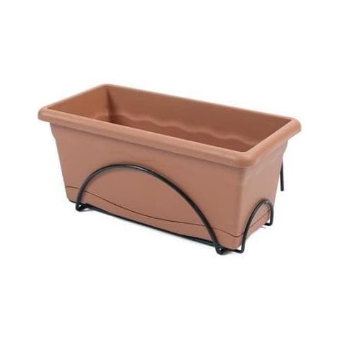 Jardiniere 40x20cm Con Vassoio E Supporto Per Balcone - Terracotta - Foto 1