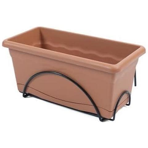 Jardiniere 40x20cm Con Vassoio E Supporto Per Balcone - Terracotta - Foto 3