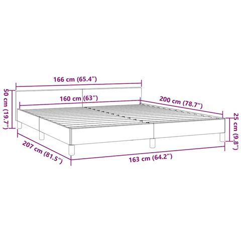 Giroletto senza Materasso Grigio Scuro 160x200 cm Tessuto - Foto 3