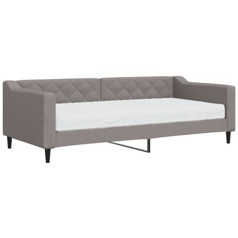 Divano Letto Con Materasso Tortora 90x200 Cm In Tessuto - Foto 1