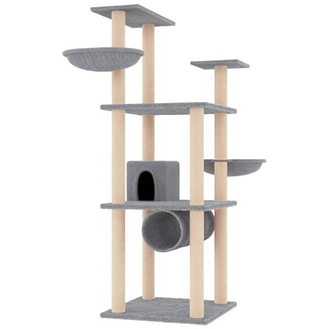 Albero Per Gatti Con Tiragraffi In Sisal Grigio Chiaro 141 Cm - Foto 1