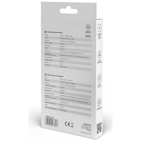 Ak-54 Caricatore Usb-c - 4 X Usb-a, Grigio - Foto 2