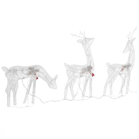 Set Di 3 Renne Decorative Con Luci Led 92 Cm Bianco Angeli - Foto 2