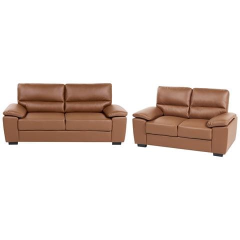 Set Da Salotto 5 Posti Vogar Pelle Sintetica Marrone Dorato - Foto 2