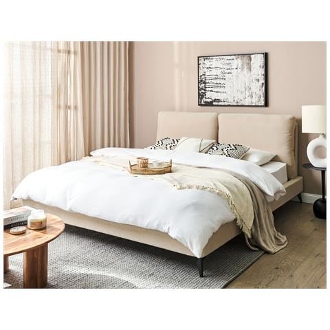 Letto Bouclé Melle 180 X 200 Cm Beige - Foto 1