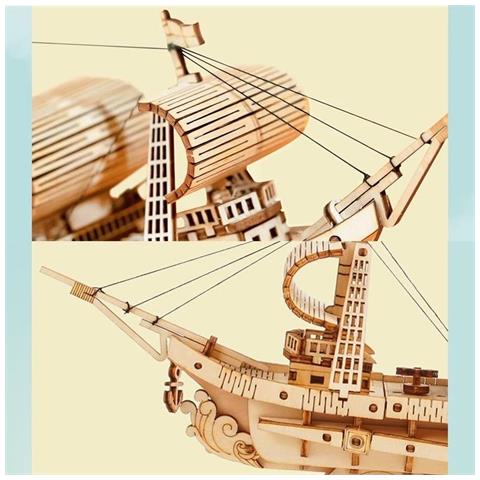Puzzle 3d In Legno | Barca A 3 Vele - Foto 2