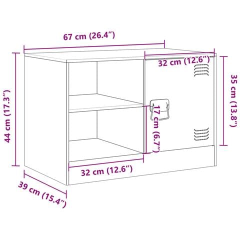 Mobile Porta TV Bianco 67x39x44 cm in Acciaio - Foto 2
