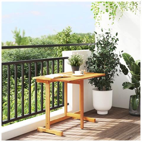 Tavolo Da Balcone Pieghevole 90x60x72 Cm Legno Massello Acacia - Foto 3