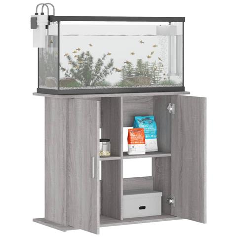 Supporto Acquario 81x36x73cm In Legno Multistrato Grigio Sonoma - Foto 2