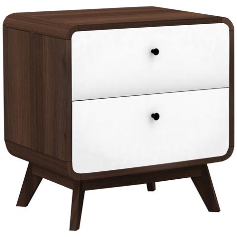 Cassie Comodino Con 2 Cassetti In Agglomerato Noce E Bianco - Foto 1