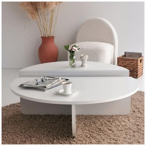 Carlow Tavolino Da Caffè Rotondo Modulabile Bianco - Foto 1