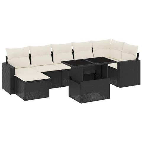 Set Divani Da Giardino Con Cuscini 8 Pz Nero In Polyrattan - Foto 1