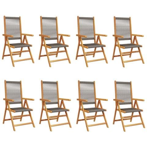 Sedie da Giardino Reclinabili 8pz Grigie Legno Massello Acacia - Foto 1