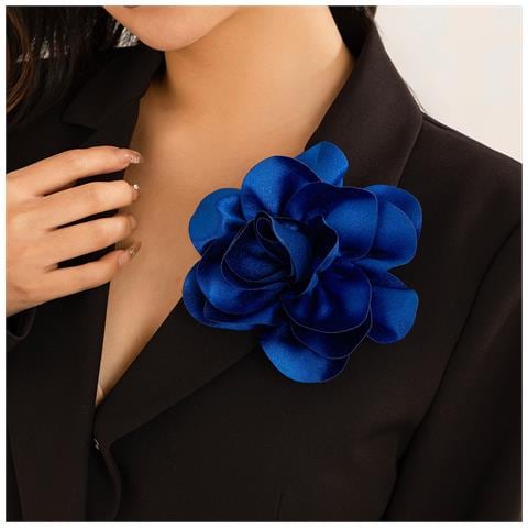 Spilla A Fiore In Raso Blue - Foto 4