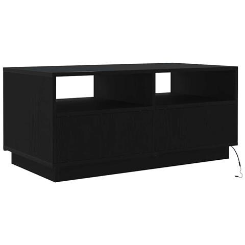 Tavolino da Soggiorno con Luci LED Rovere Nero 90x49x40 cm - Foto 2