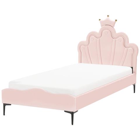 Letto Per Bambini Corona Velluto Rubian 90 X 200 Cm Con Luci Led Rosa - Foto 2