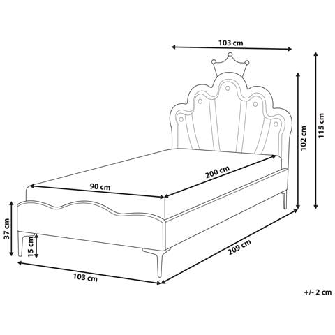 Letto Per Bambini Corona Velluto Rubian 90 X 200 Cm Con Luci Led Rosa - Foto 7