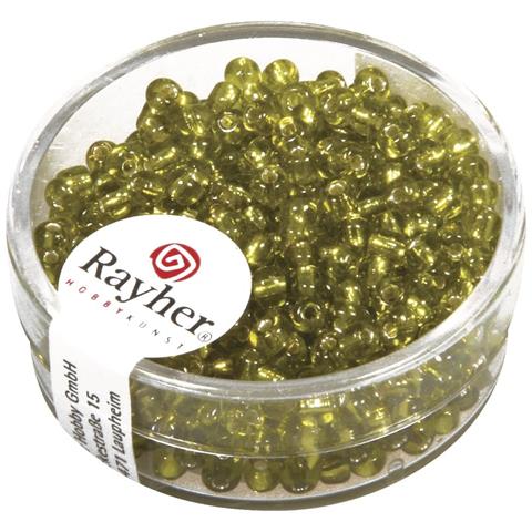 Rayher - 16 Grammi - Perline In Vetro Rotonde Con Foro Argentato Ø2,6mm - Colore Verde - Foto 1