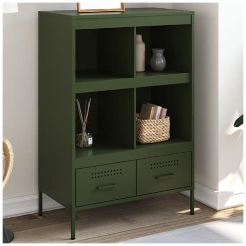 Credenza Verde Oliva 68x39x101,5 Cm In Acciaio - Foto 1