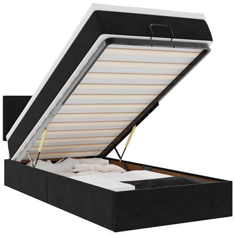 Pouf Letto Con Materasso E Led Nero 80x200cm In Velluto - Foto 2