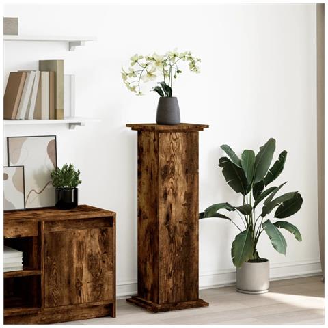 Espositore Con Portaoggetti Rovere Fumo 31x30x90cm Truciolato - Foto 1