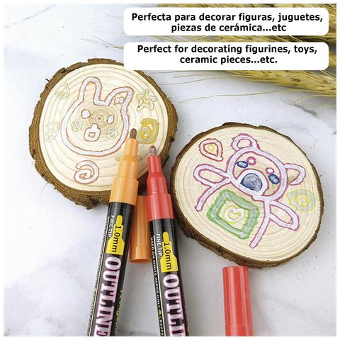 Pennarelli Permanenti In Colori Metallici: Linea Centrale Argentata E Bordi Colorati. 12 Colori Con Punta Da 1mm. - Foto 2