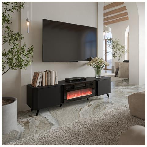 Volare RTV mobile 200 x 39 x 49 nero opaco + camino - Foto 2