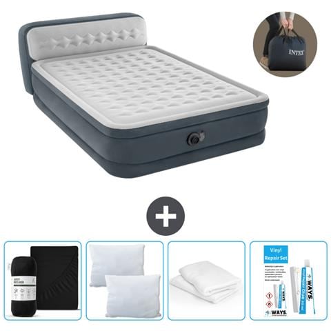 Set Materassino Gonfiabile - 236x152x86 Cm - Grigio - Include Accessori Coordinati Cb17 - Foto 1