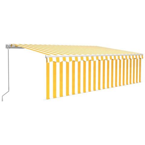 Tenda Sole Retrattile Manuale Con Parasole 5x3m Gialla Bianca - Foto 1