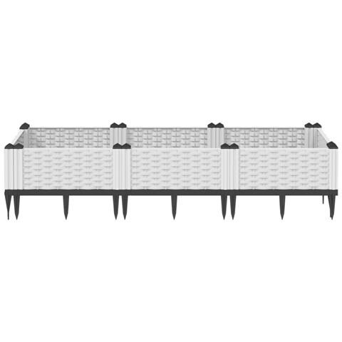 Fioriera Da Giardino Con Picchetti Bianca 125x40x28,5 Cm Pp - Foto 2