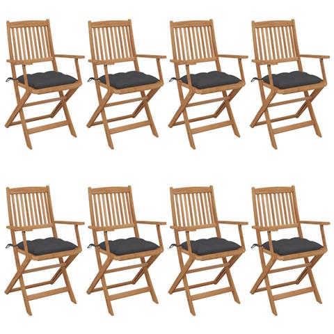 Sedie Da Giardino Pieghevoli 8 Pz Con Cuscini Massello Acacia - Foto 2