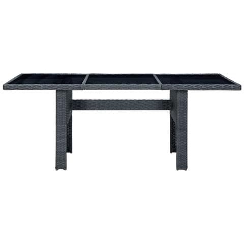 Tavolino Da Giardino Grigio Scuro Polyrattan E Vetro Temperato - Foto 1