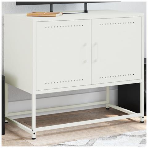 Lusso Casadino -  Mobile Tv Bianco 68,5x39x60,5 Cm In Acciaio - Foto 8