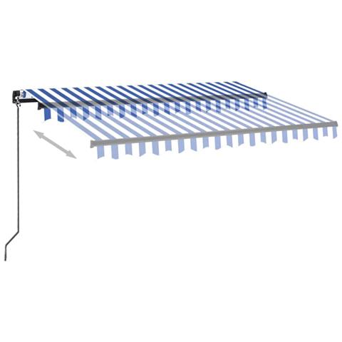 Tenda Da Sole Retrattile Manuale Con Led 350x250cm Blu E Bianca - Foto 2