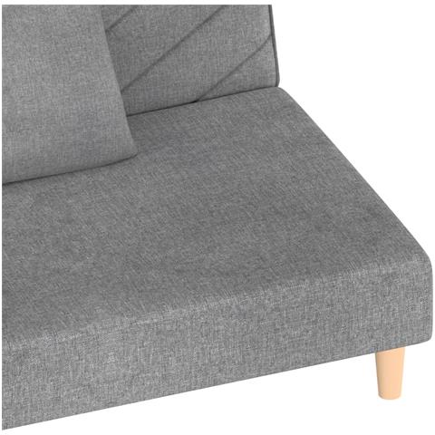 Divano Letto a 2 Posti con 2 Cuscini Grigio Chiaro in Tessuto - Foto 9